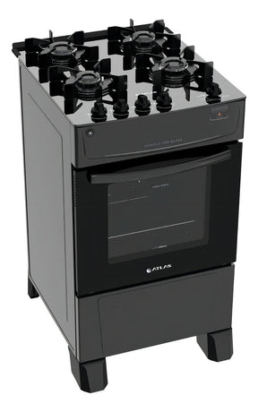 Fogão 4 Bocas À Gás Atlas Mônaco Top Glass Preto Bivolt 110/220V