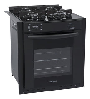 Fogão Venax Gaudí Prisma Vítreo com porta com visor 127V/220V - preto