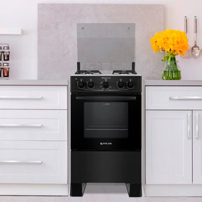 Fogão 4 Bocas Preto com Mesa Inox Atlas Mônaco Plus Bivolt 127V/220V 50Litros