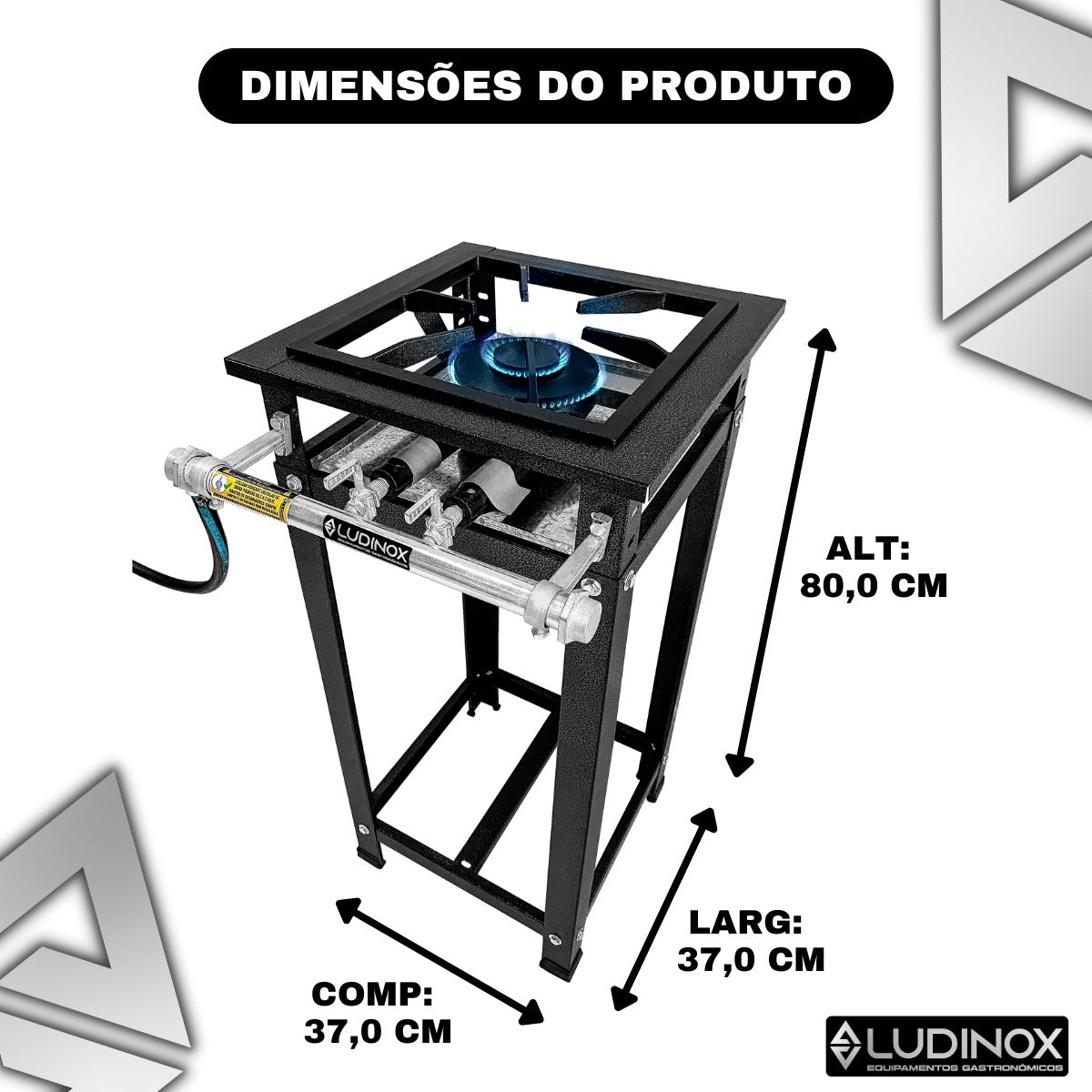 Fogão 1 Boca Dupla Industrial Baixa Pressão 30x30 Reforçado