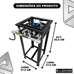 Fogão 1 Boca Dupla Industrial Baixa Pressão 30x30 Reforçado