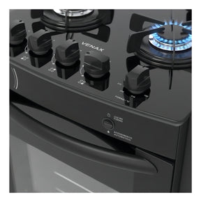 Fogão Venax Gaudí Prisma Vítreo com porta com visor 127V/220V - preto