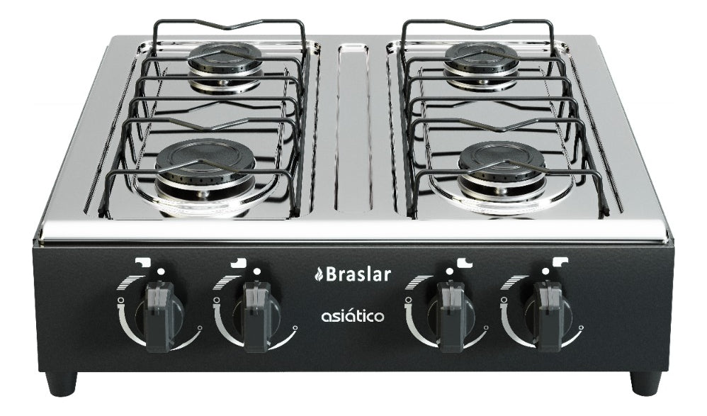Fogão Cooktop De Mesa Portátil A Gás 4 Bocas Braslar Bivolt