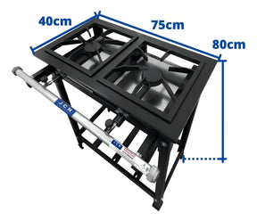 Fogão Industrial De Piso 2 Bocas Alta Pressão P5 30x30cm Jcn Cor Preto Tipo de conexão Gás engarrafado Gás
